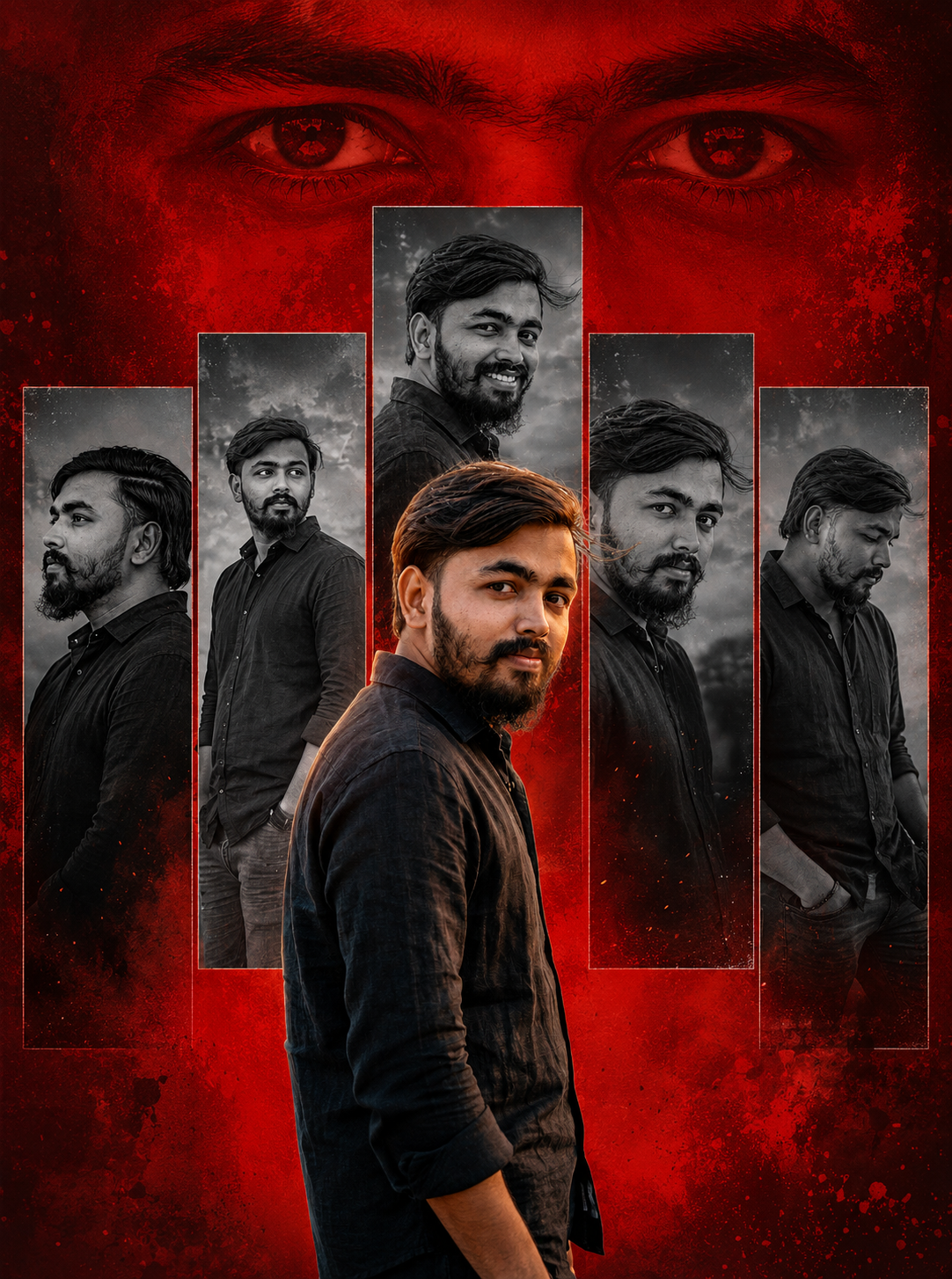 Dramatic Red Tribute Poster AI Prompt for Photo Editing